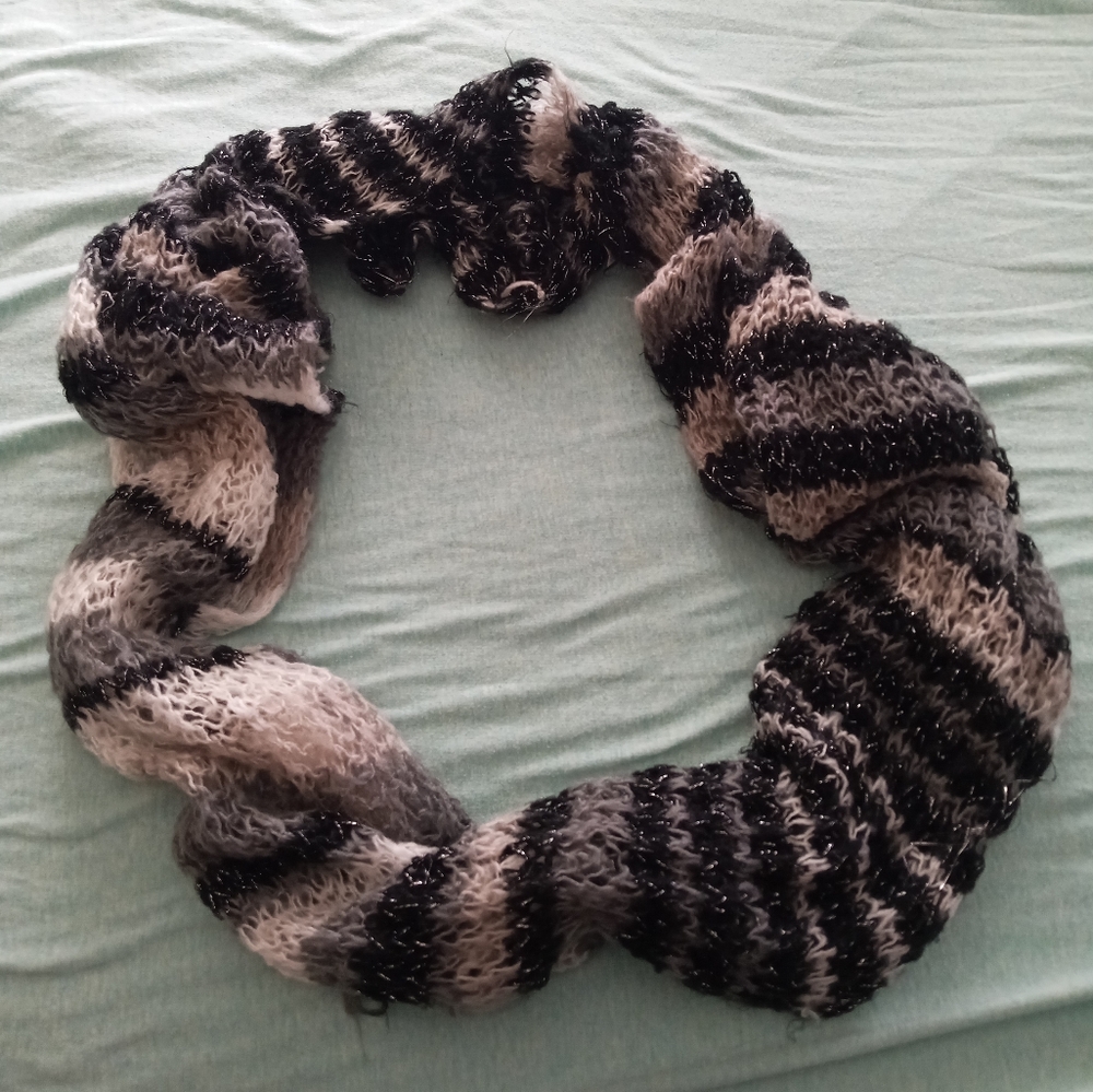 Black, White, and Grey Cowl Scarf